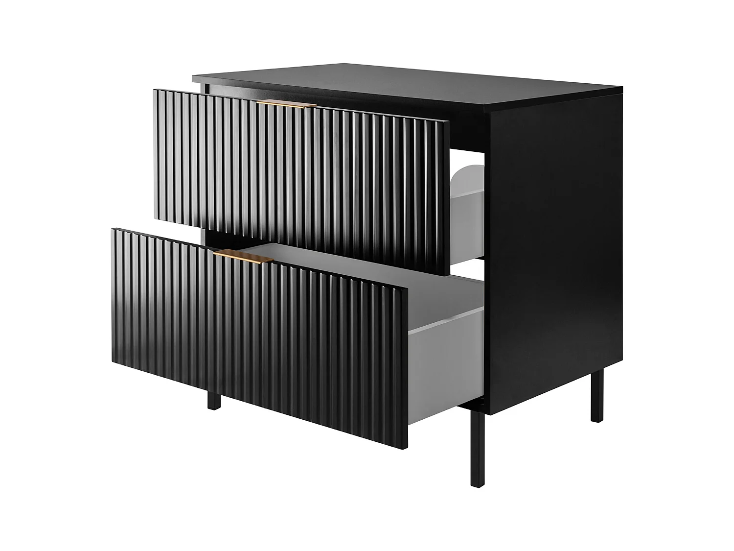 Meuble vasque, Noir + poignée dorée, 80 x 77 x 46 cm, pieds noirs + Plan de travail