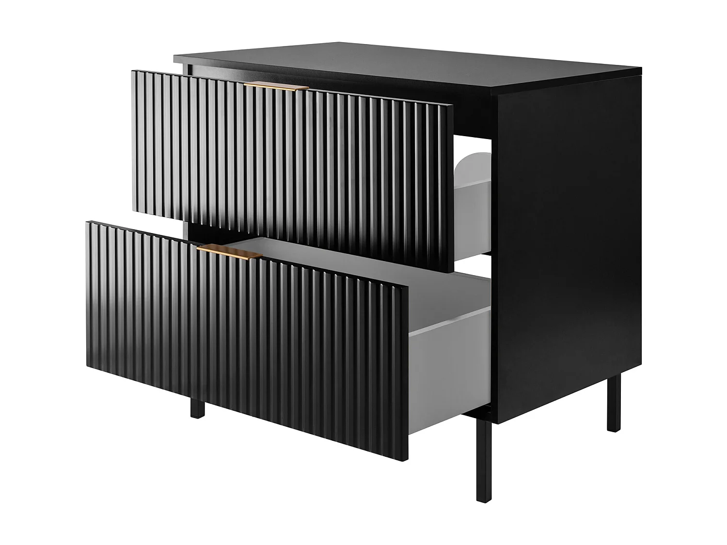 Mueble de baño negro, 80 x 77 x 46 cm, tirador dorado, patas negras + encimera