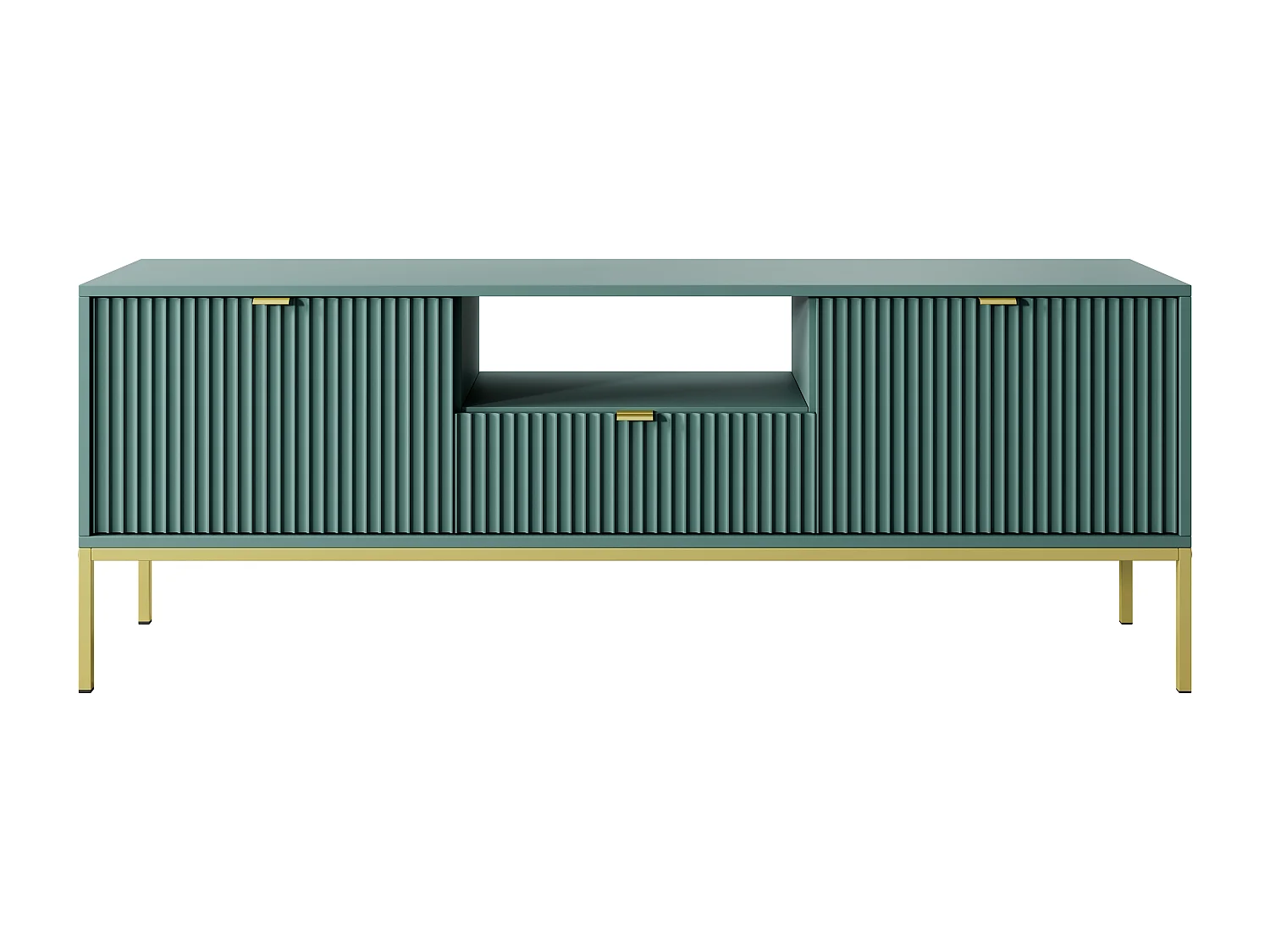 TV-Schrank: 1 Schublade, 2 Türen, Labrador, Gold, 154 x 56 x 39 cm, goldene Griffe