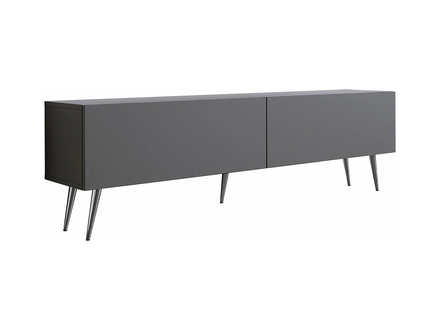 Meuble TV : Anthracite, pieds Chrome, 170 x 52 x 32 cm