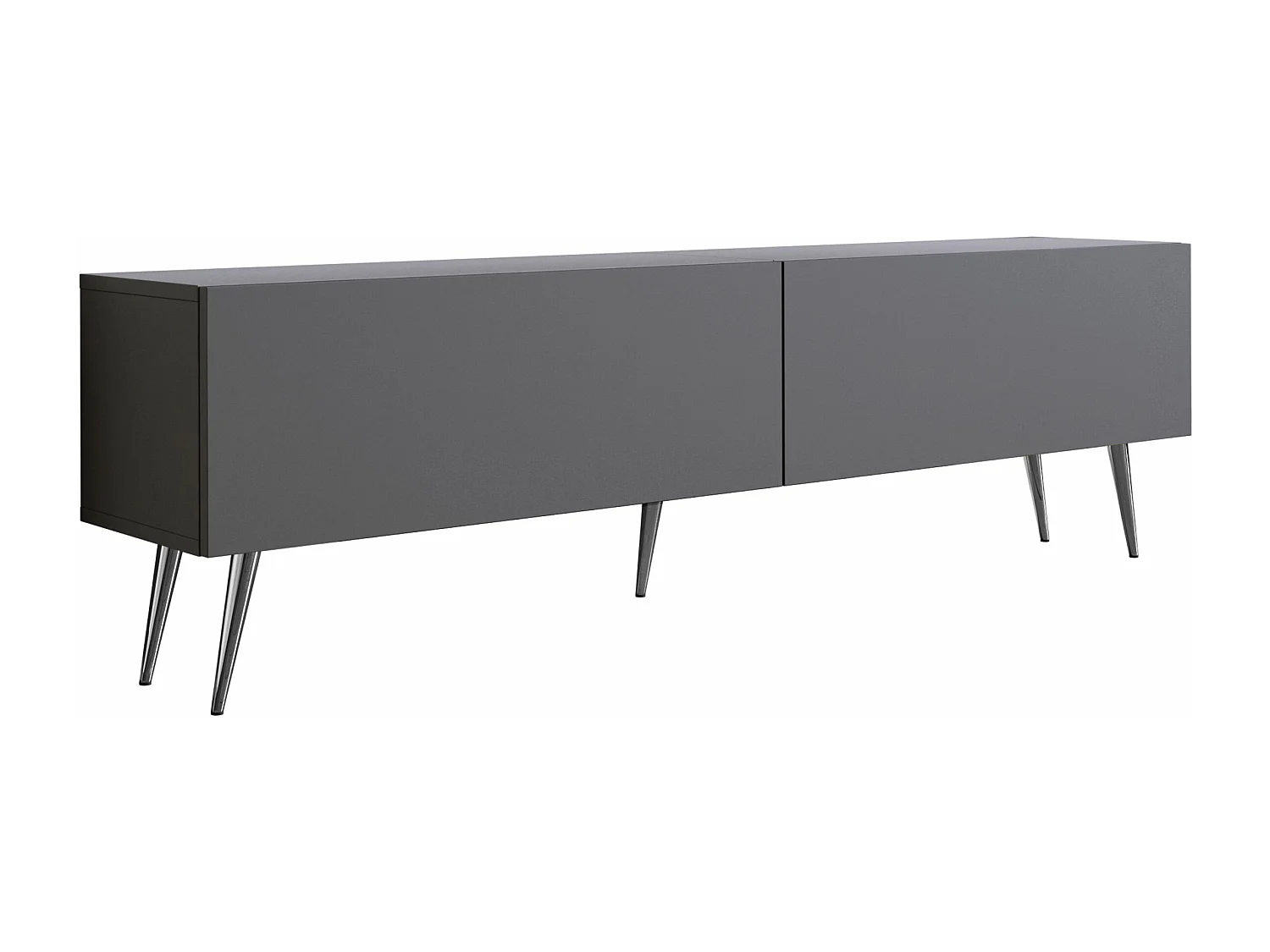 Meuble TV : Anthracite, pieds Chrome, 170 x 52 x 32 cm