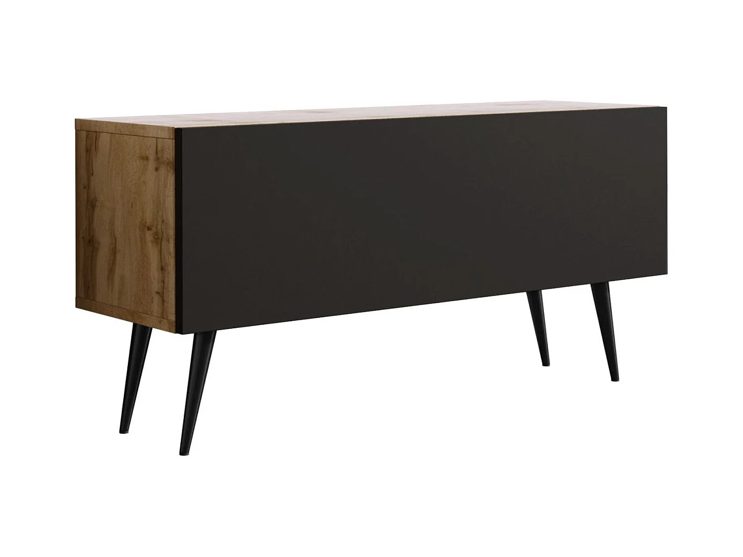 TV-Schrank: Wotan-Eiche / Mattschwarz, schwarze Beine, 100 x 52 x 32 cm