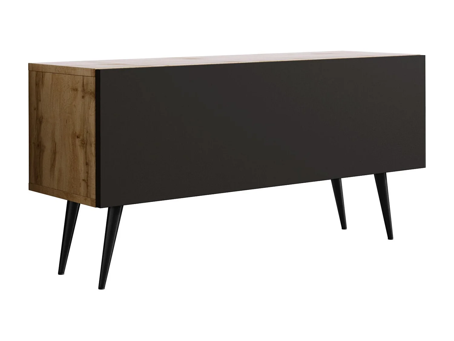 Szafka RTV: Dąb Wotan / Czarny Mat, nogi czarne, 100 x 52 x 32 cm