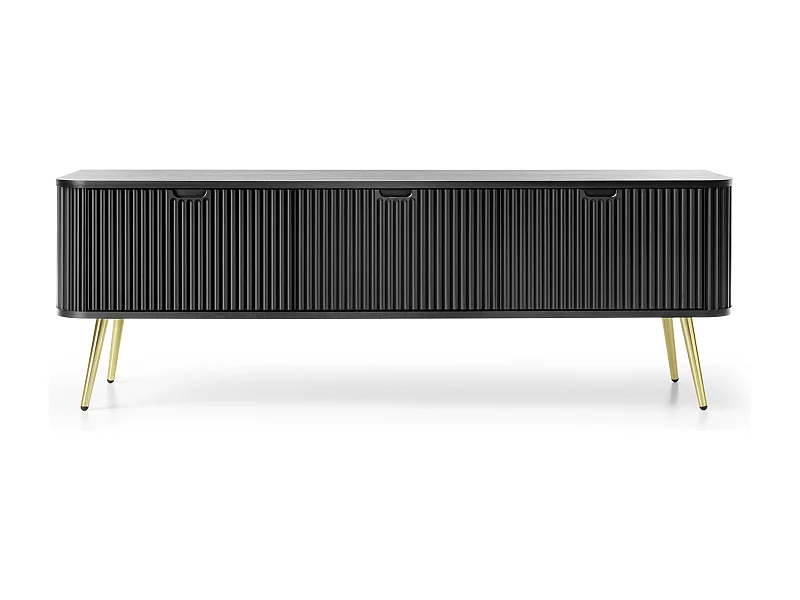 Mueble TV: Negro, patas doradas, 168 x 57 x 39 cm