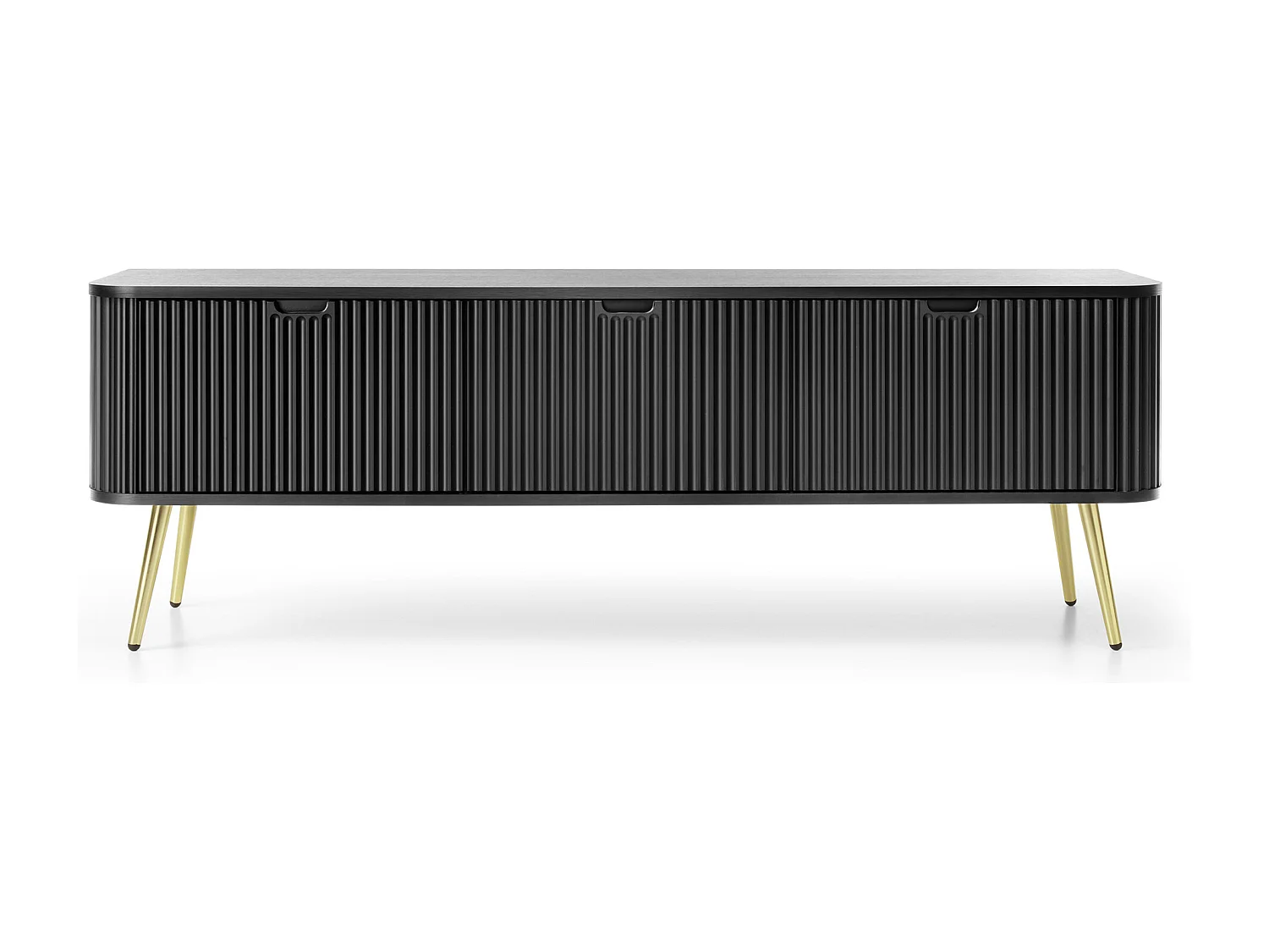 Meuble TV : Noir, pieds or, 168 x 57 x 39 cm
