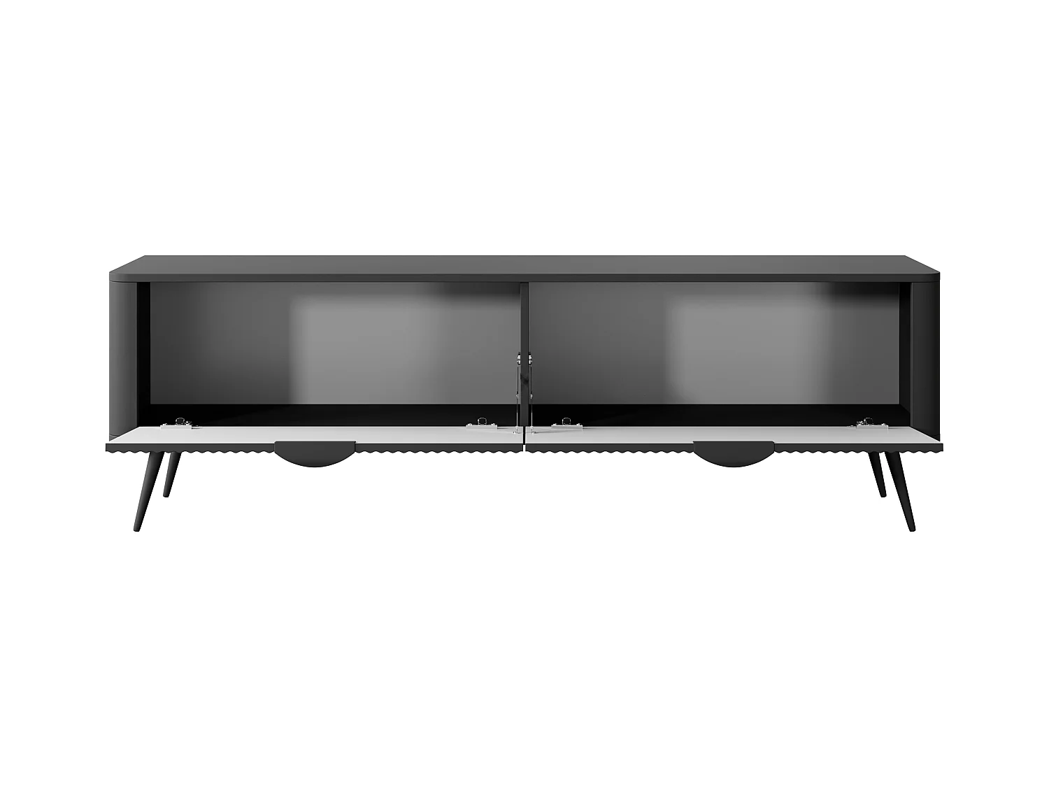 Meuble TV : 2 portes, du meuble : noir, 163,2 x 51,2 x 38cm