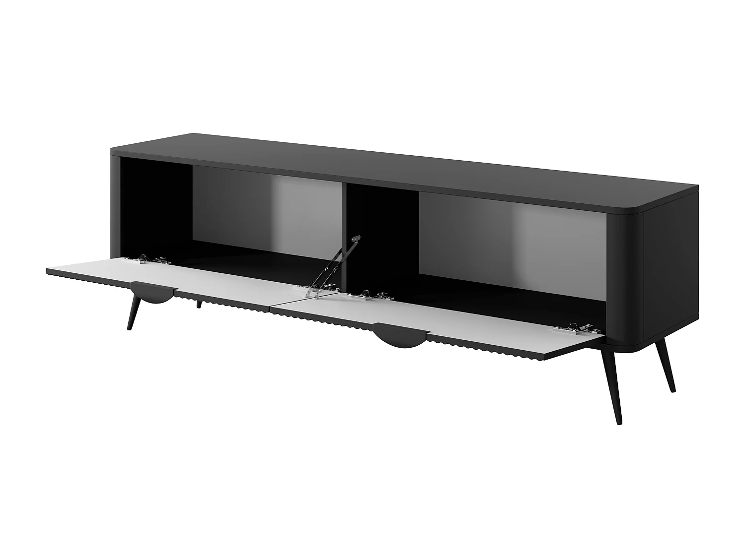 Meuble TV : Noir, 163,2 x 38 x 51,2 cm