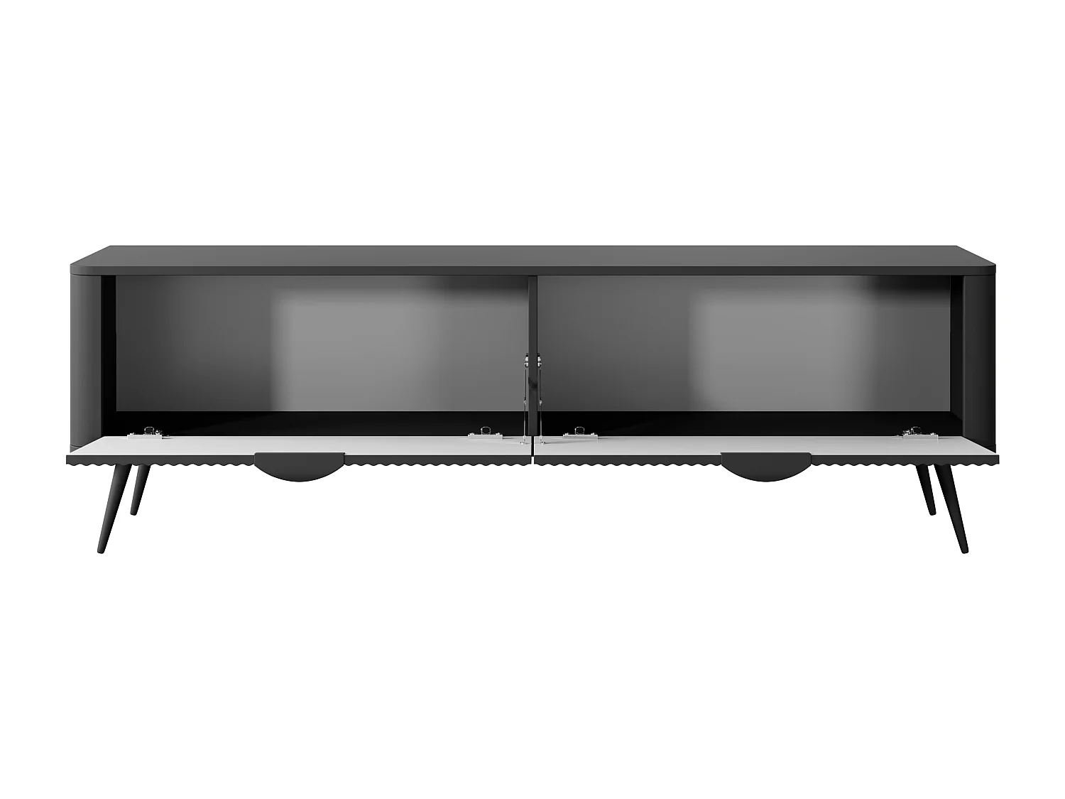 Meuble TV : Noir, 163,2 x 38 x 51,2 cm