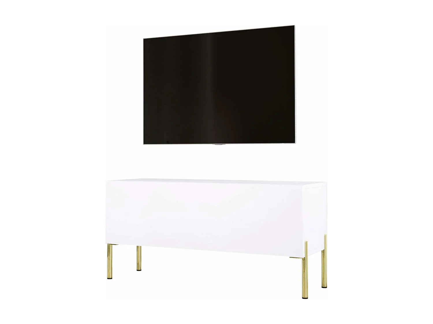 Szafka RTV, biały mat, złote nogi, 100 x 52 x 32 cm