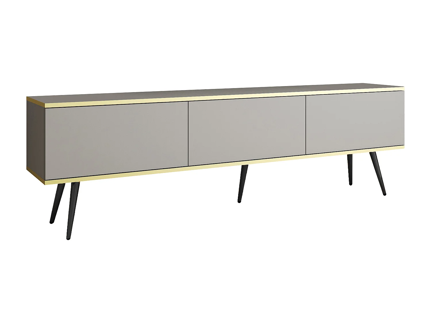 Szafka RTV, szara, czarne nogi, 175 x 30 x 52 cm, Push to Open