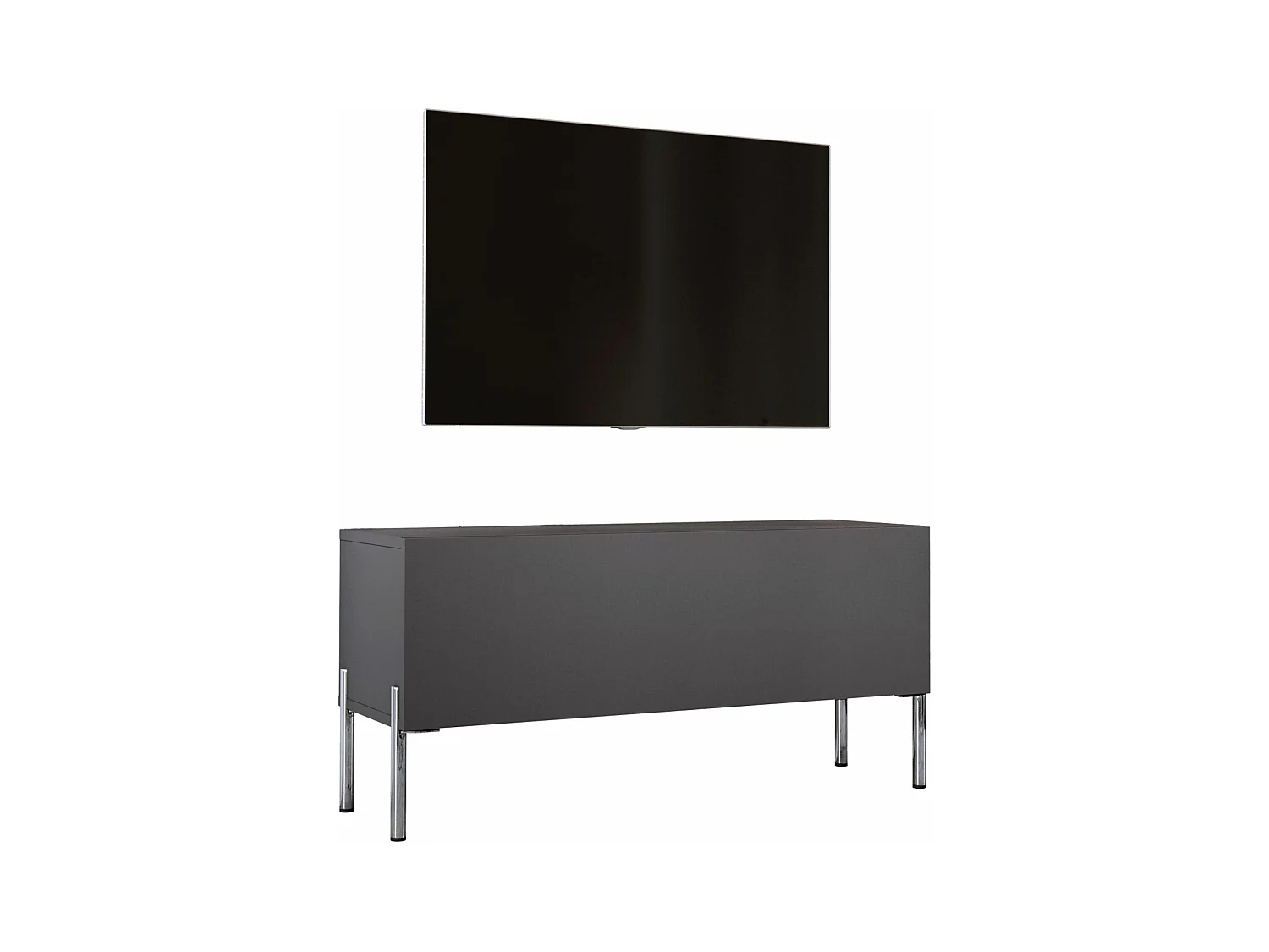 Meuble TV Anthracite, pieds Chrome, 100 x 52 x 32 Cm