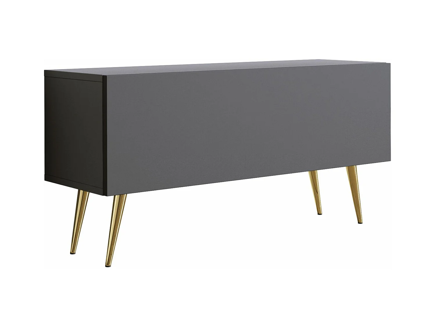 Meuble TV Anthracite, pieds dorées, 100 x 52 x 32 cm