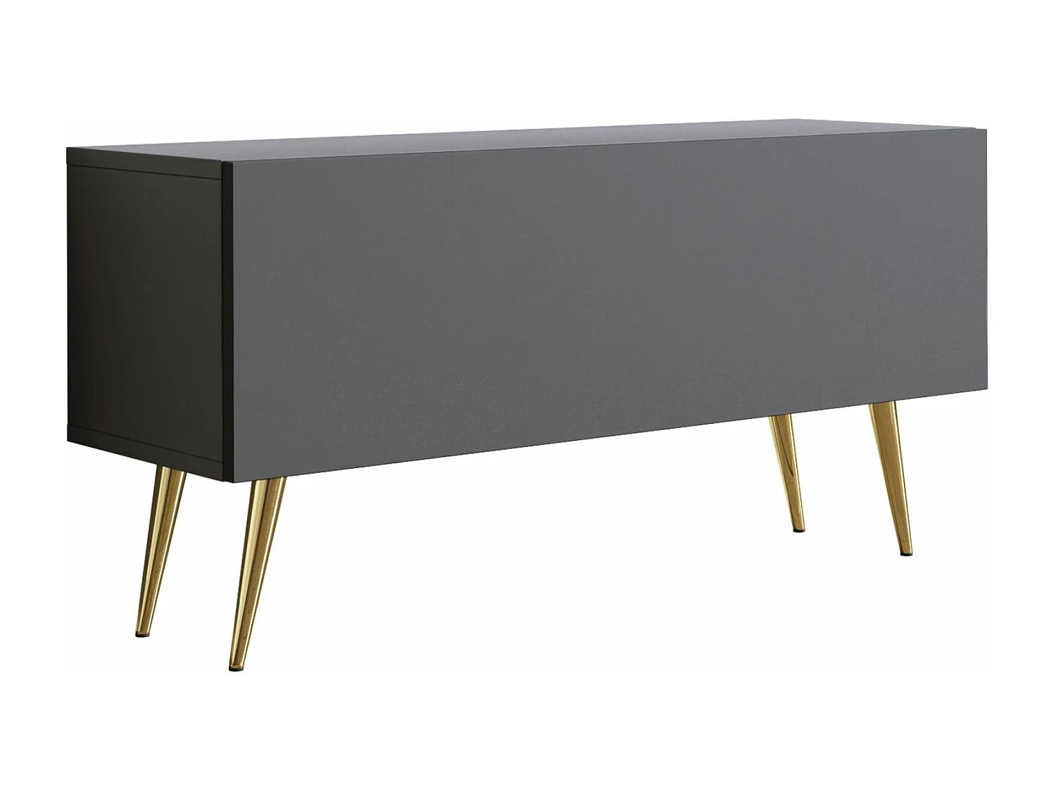 Meuble TV Anthracite, pieds dorées, 100 x 52 x 32 cm