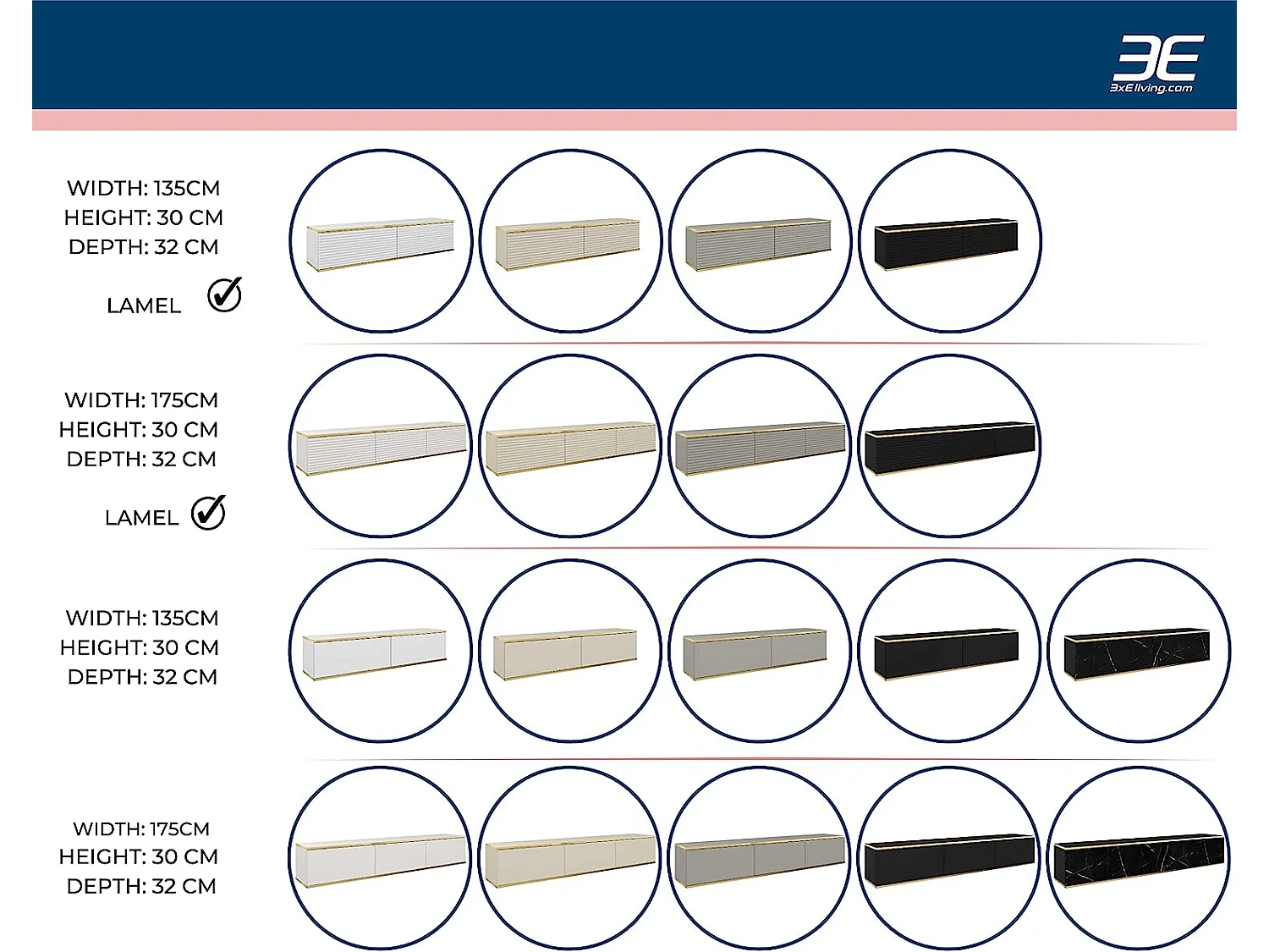 Meuble TV Avec Lamelles Beige, 135 x 30 x 32 cm, Push to Open