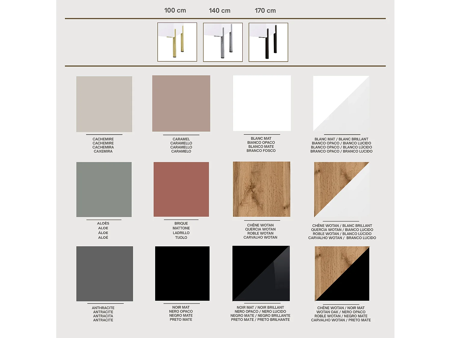 Meuble TV:  Anthracite, pieds Chrome, 140 x 52 x 32 cm