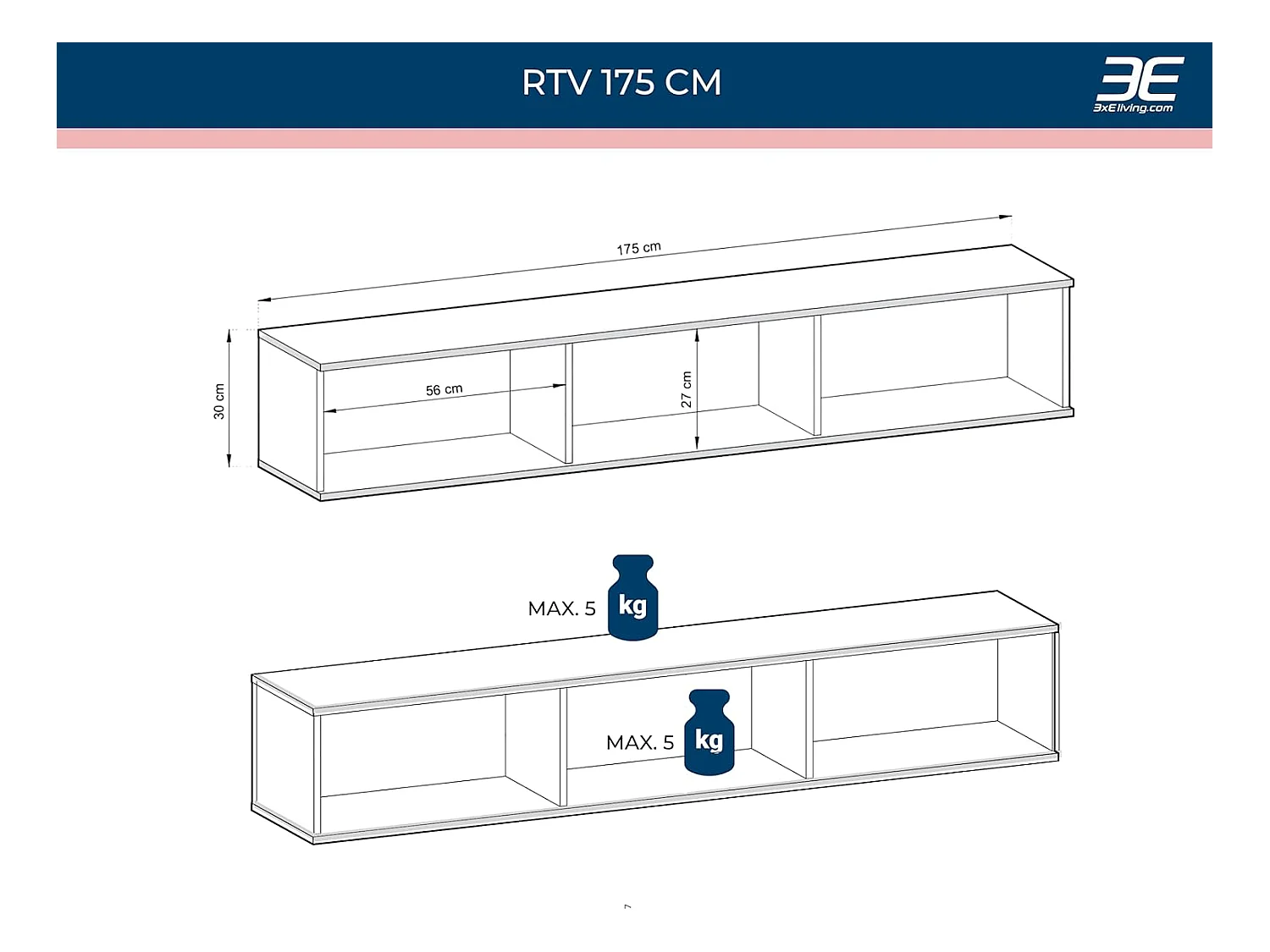 Meuble TV Avec Lamelles Beige, 175 x 30 x 32 cm, Push to Open