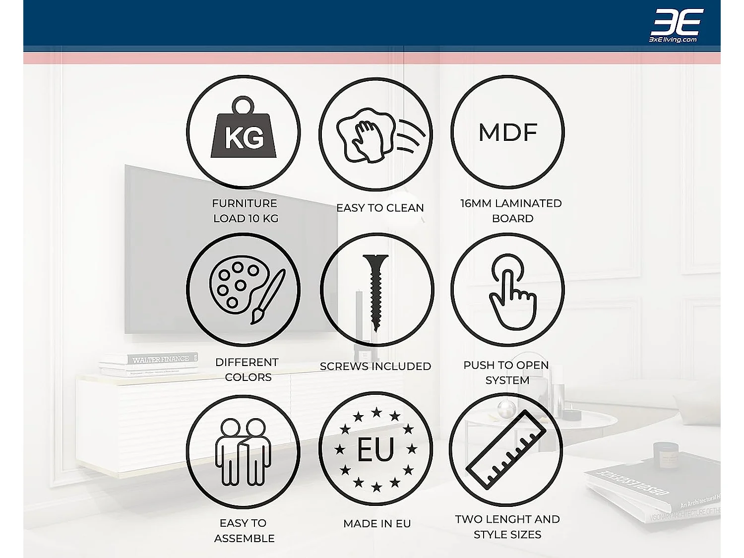 Meuble TV Avec Lamelles Beige, 175 x 30 x 32 cm, Push to Open