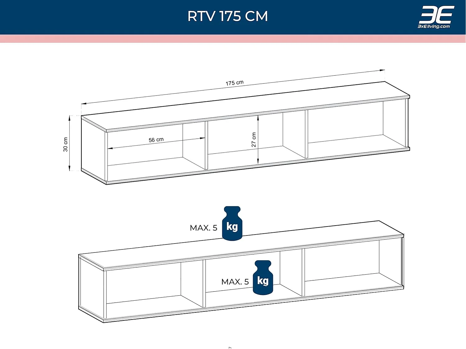 Tv-meubel met beige latten, 175 x 32 x 30 cm, open te duwen