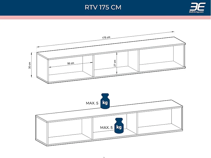 Meuble TV Avec Lamelles Beige, 175 x 30 x 32 cm, Push to Open