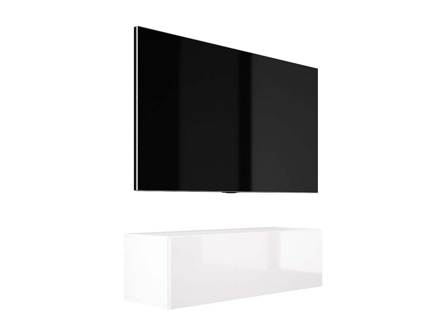 Hangend tv-meubel, 100 x 34 x 32 cm, mat wit / glanzend wit