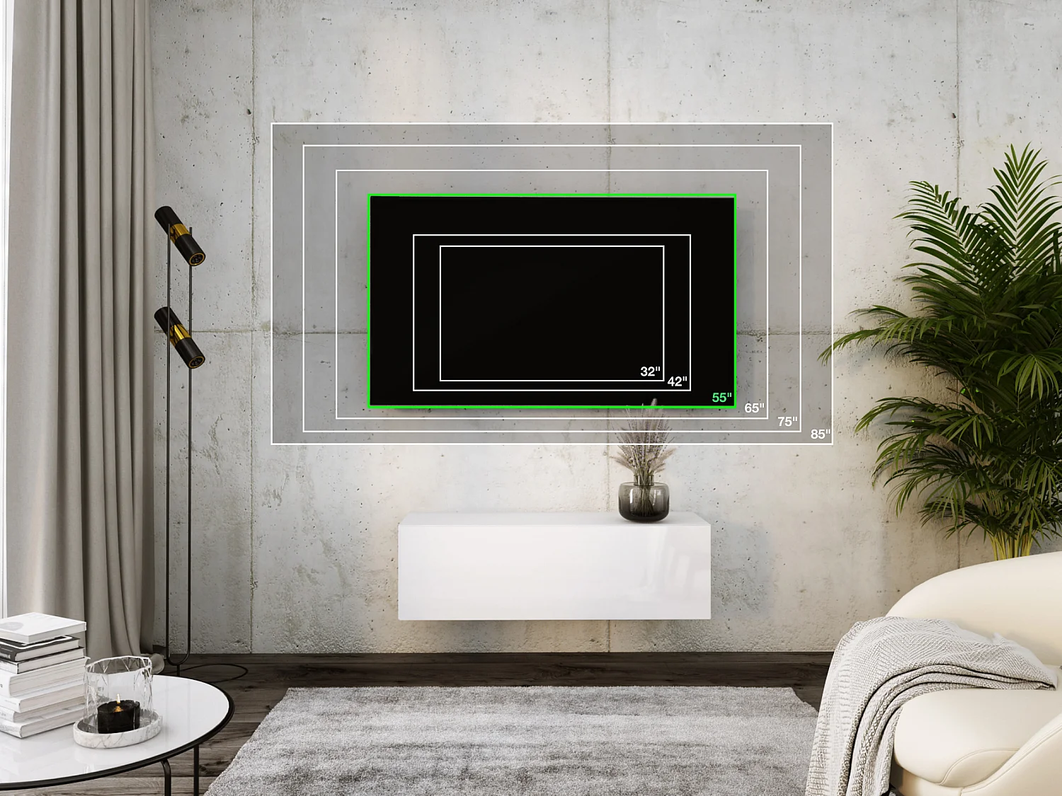 Hangend tv-meubel, 100 x 34 x 32 cm, mat wit / glanzend wit