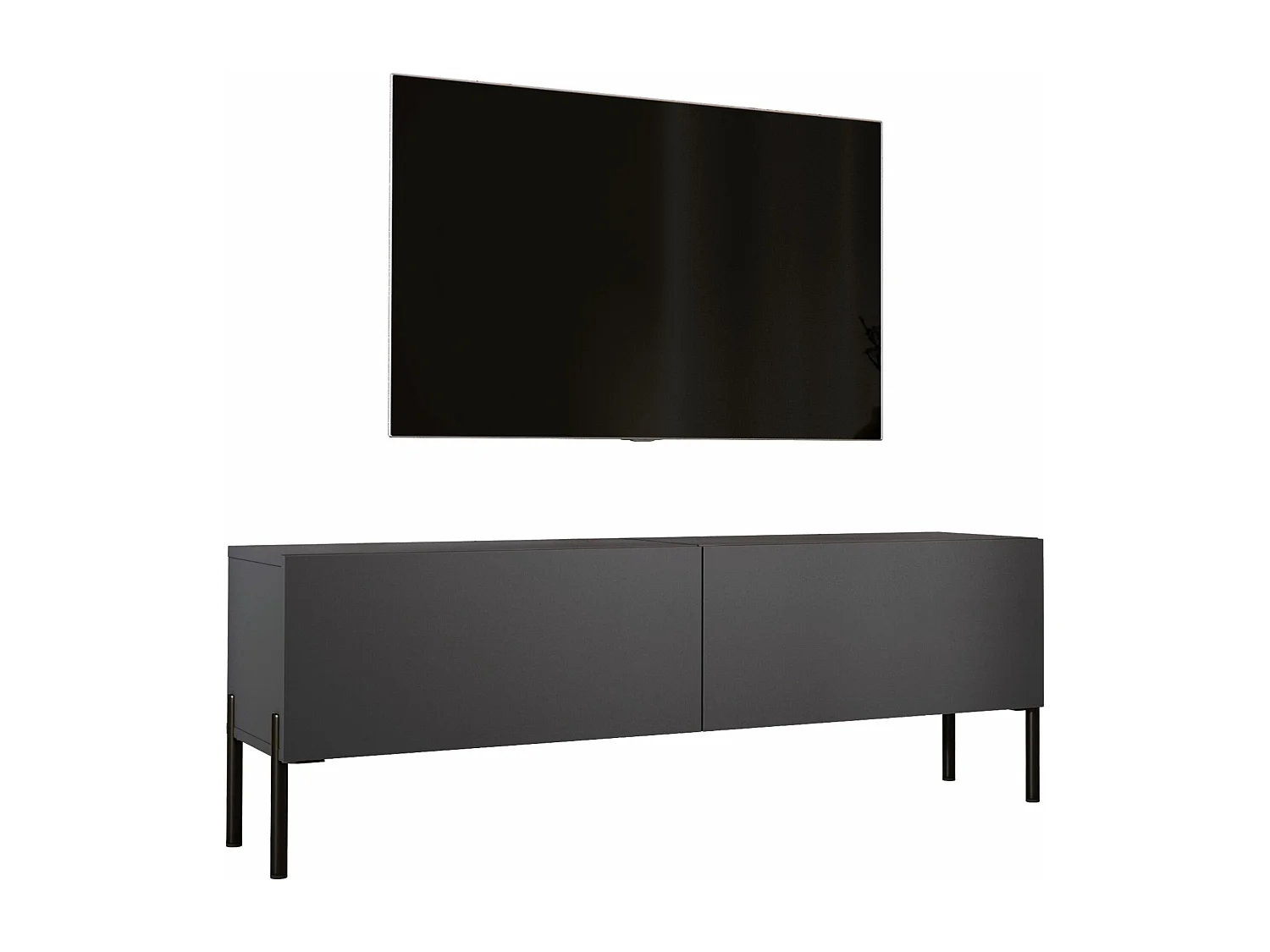 Móvel TV: Antracite, pernas pretas, 140 x 52 x 32 cm