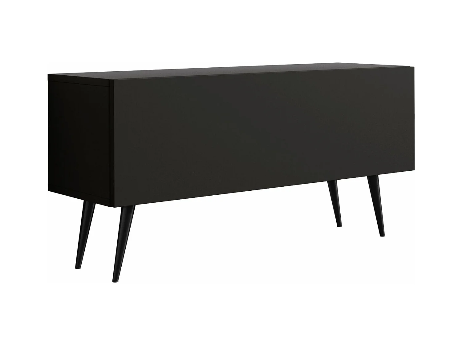 Meuble TV : Noir Mat, pieds noires, 100 x 52 x 32 cm