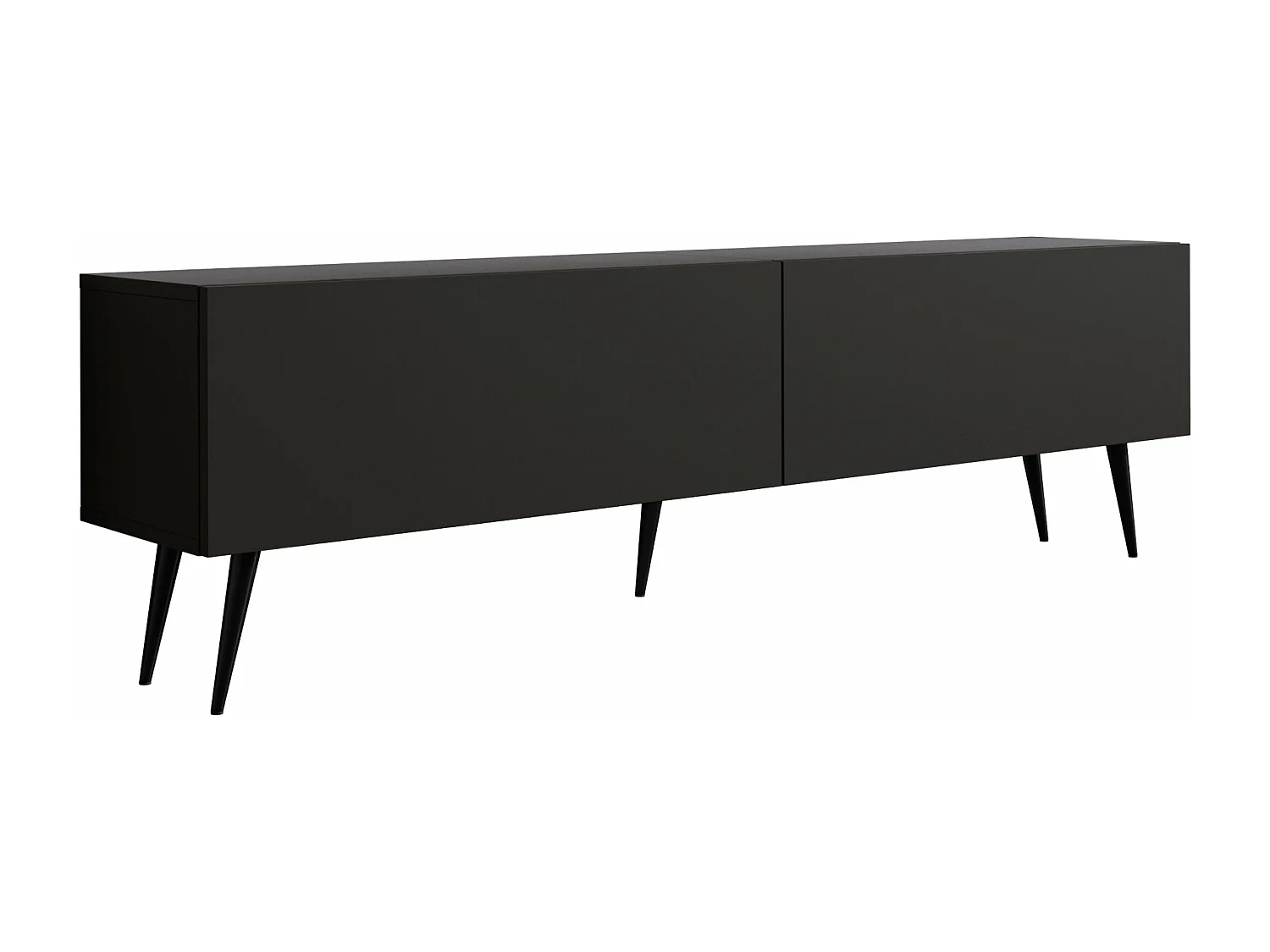 Mueble TV: Negro mate, patas negras, 170 x 52 x 32 cm