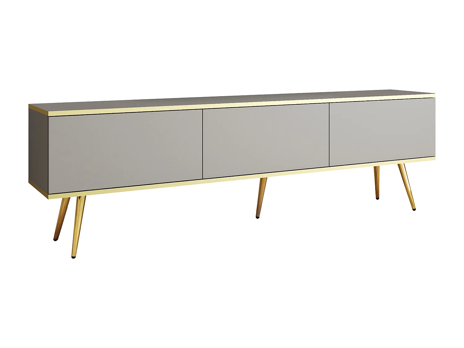 TV-Schrank, Grau, goldene Beine, 175 x 30 x 52 cm, Push-to-Open