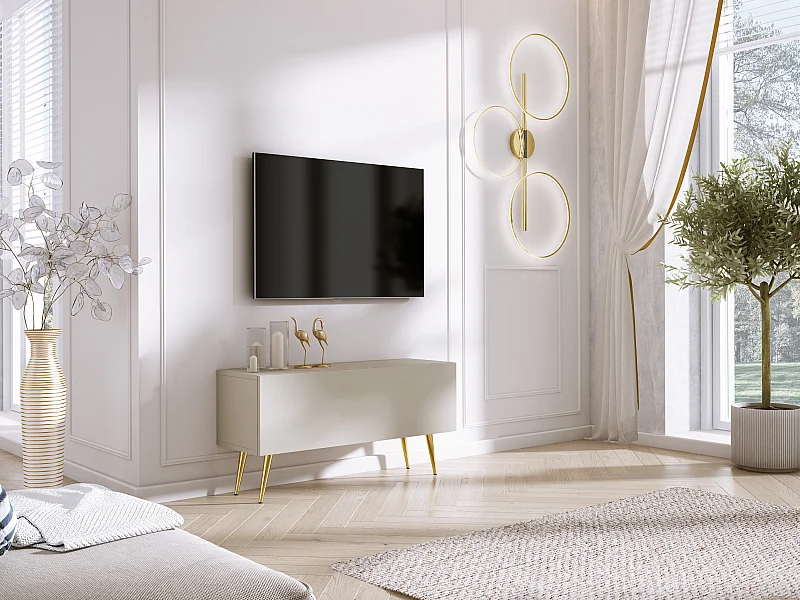 Mueble TV: Cashmere, patas doradas, 100 x 52 x 32 cm