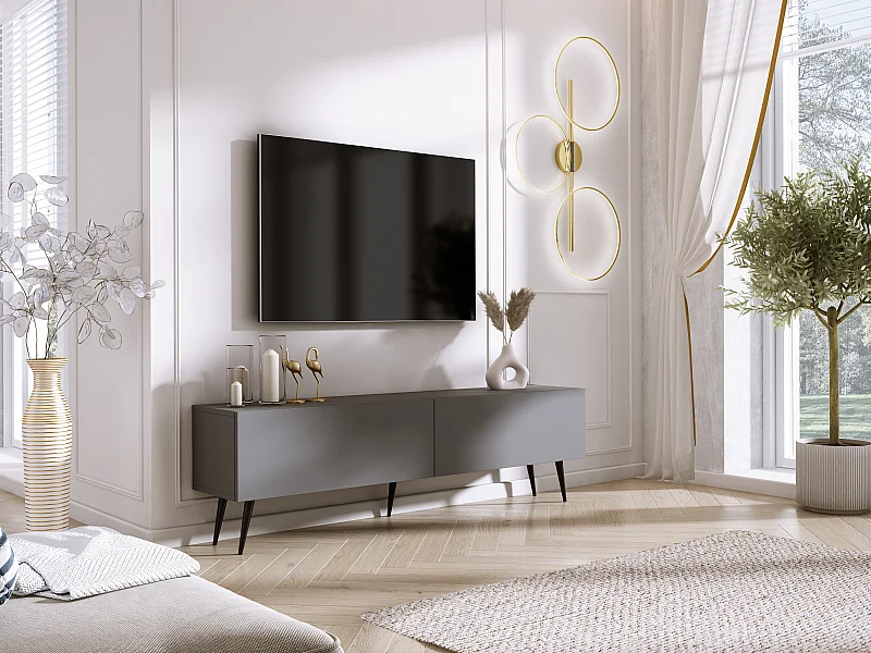 TV-Schrank: Anthrazit, schwarze Beine, 170 x 52 x 32 cm