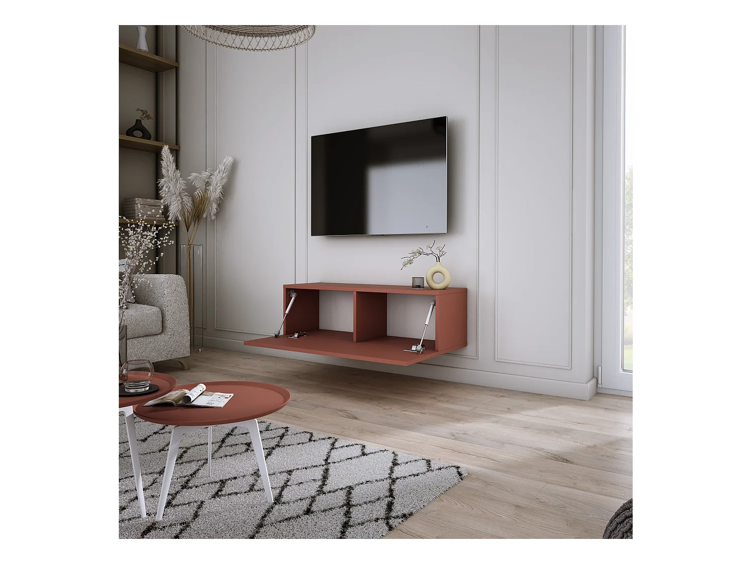 TV-Schrank: Ziegelrot, 100 x 34 x 32 cm