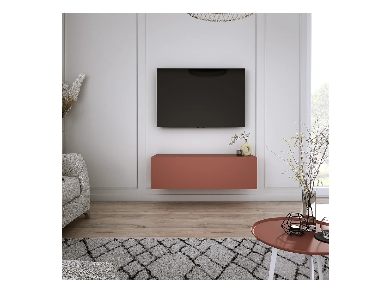 Mueble TV: Rojo ladrillo, 100 x 34 x 32 cm