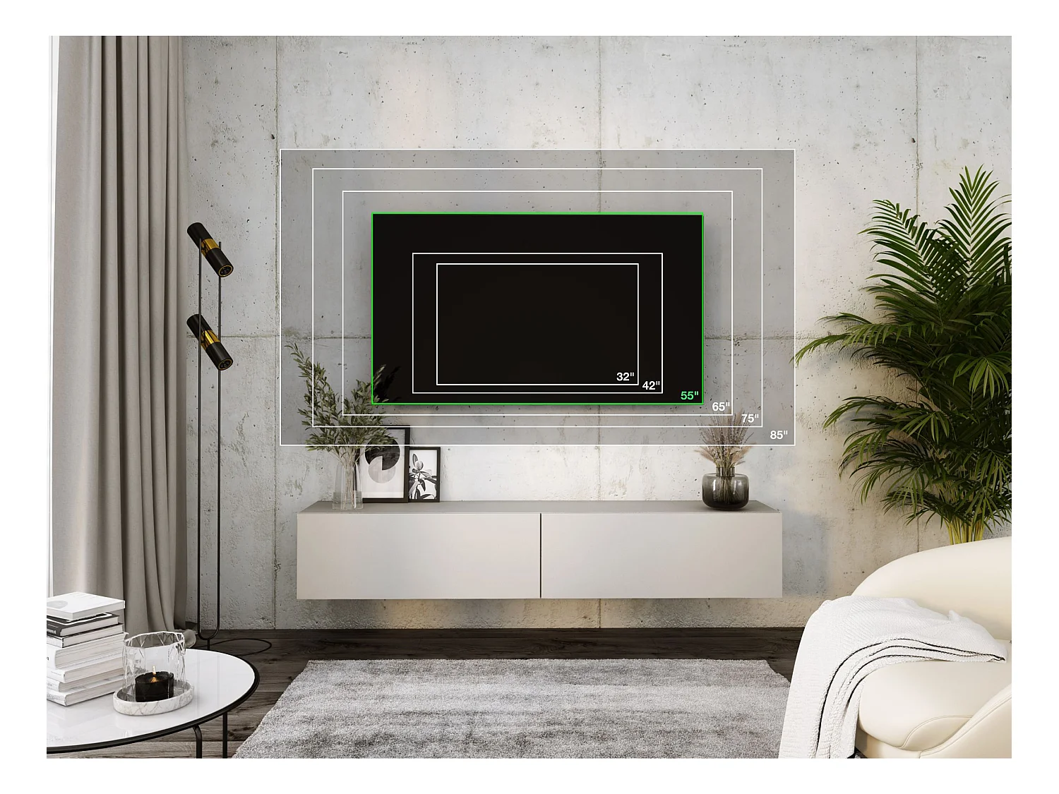 Meuble TV Suspendu, 170 x 34 x 32 Cm, Cachemire