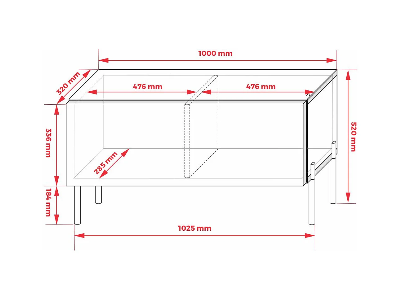 Mueble TV, Blanco Mate, Patas Cromadas, 100 x 52 x 32 Cm