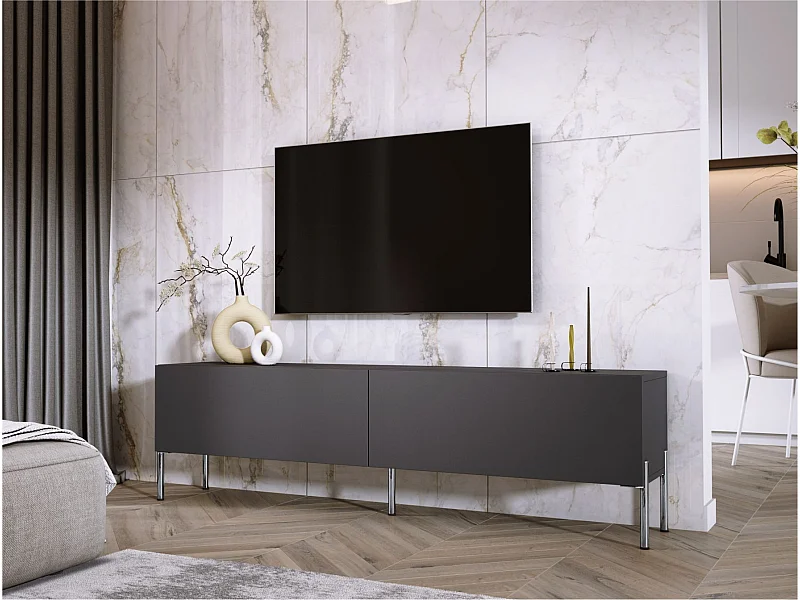 TV-Schrank: Anthrazit, Chrombeine, 170 x 52 x 32 cm