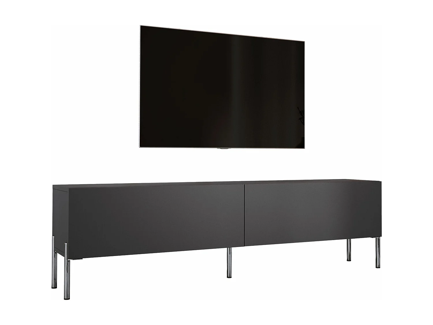 TV-Schrank: Anthrazit, Chrombeine, 170 x 52 x 32 cm