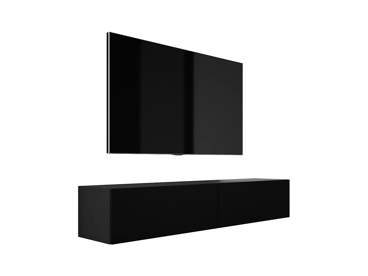 Móvel de TV suspenso, 170 x 34 x 32 cm, preto mate