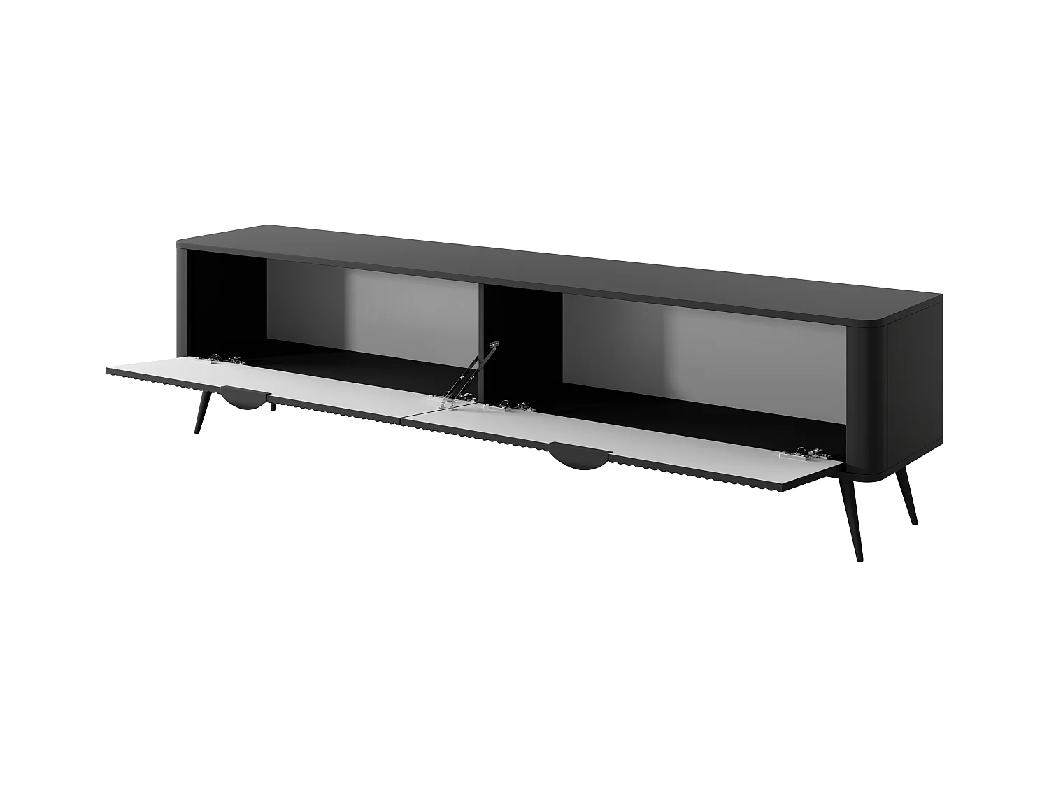 TV-Schrank: 2 Türen, Schrank: schwarz, 200 x 51,2 x 38 cm