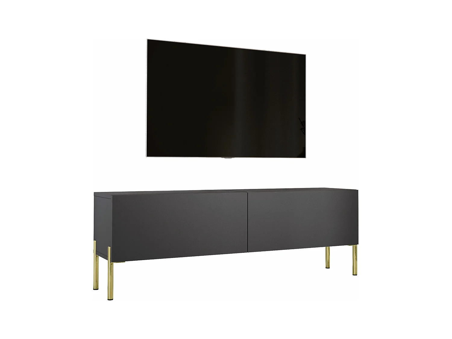 TV-Schrank: Anthrazit, goldene Beine, 140 x 52 x 32 cm