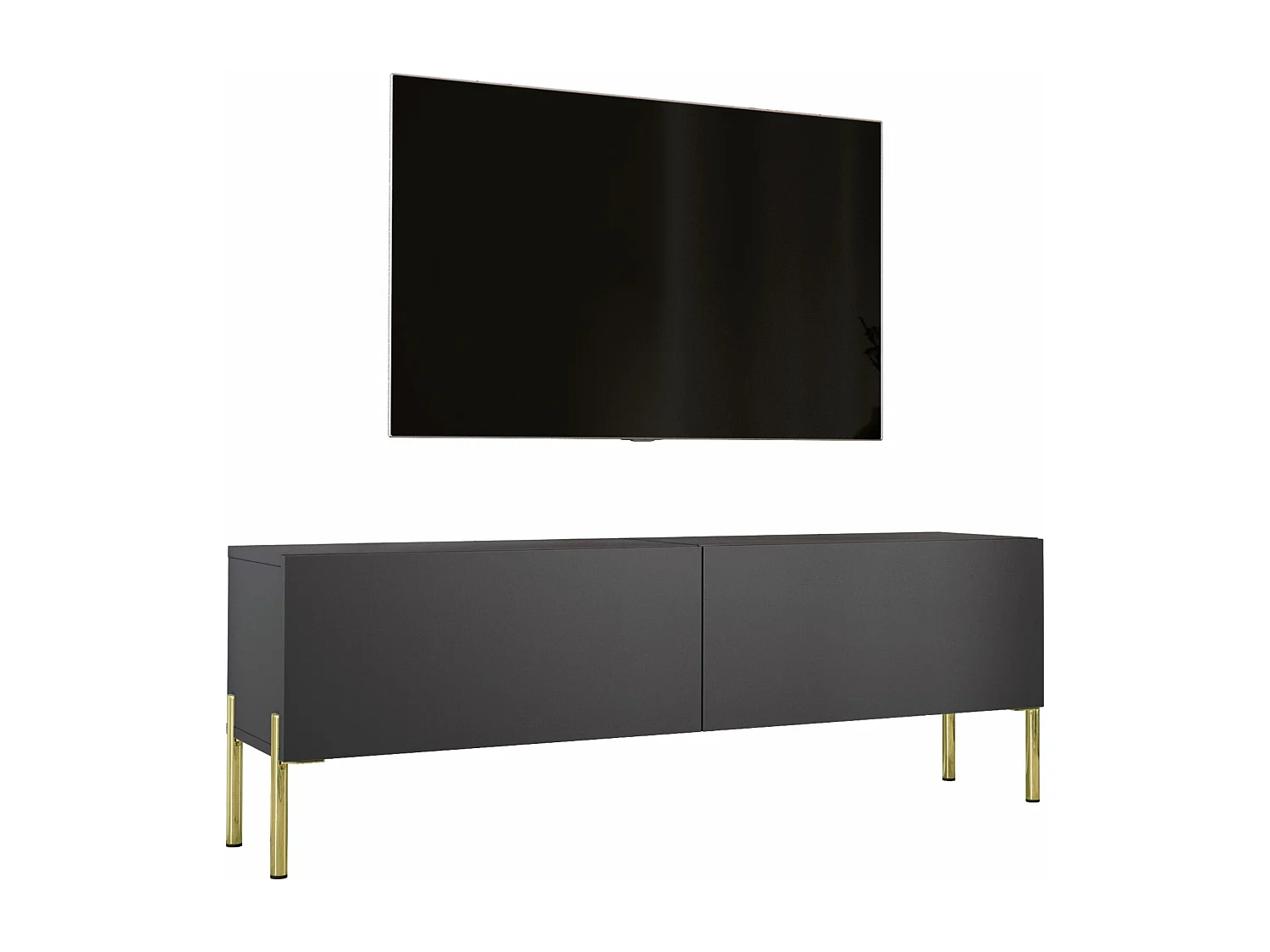 TV-Schrank: Anthrazit, goldene Beine, 140 x 52 x 32 cm