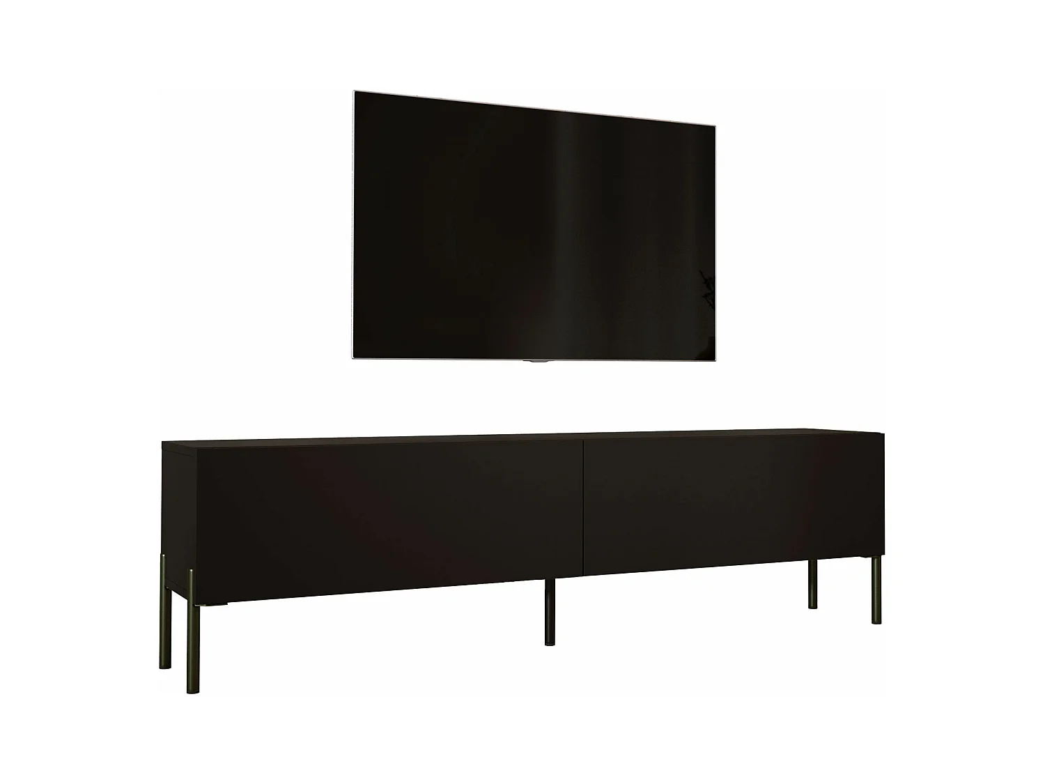 TV-Schrank: Mattschwarz, schwarze Beine, 170 x 52 x 32 cm