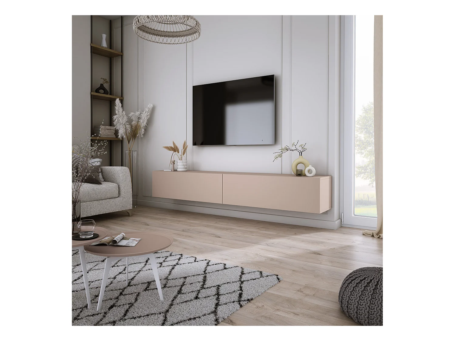 Mueble TV: Marrón Caramelo, 200 (2 x 100) x 34 x 32 cm