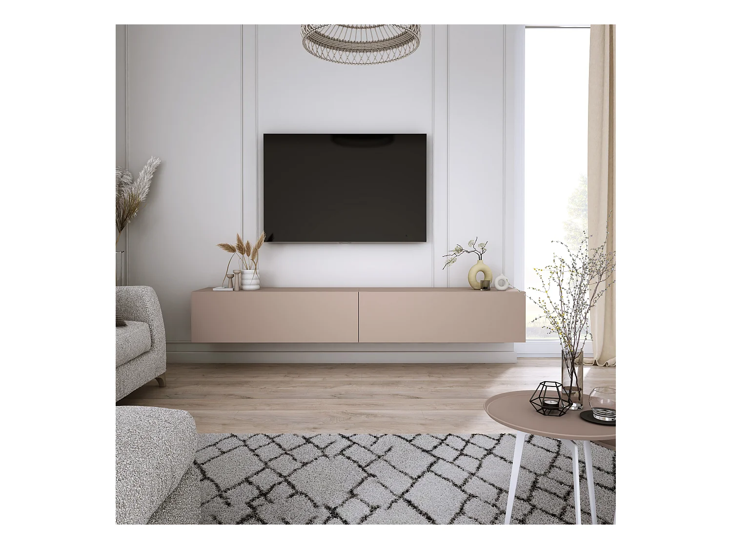 Mueble TV: Marrón Caramelo, 200 (2 x 100) x 34 x 32 cm