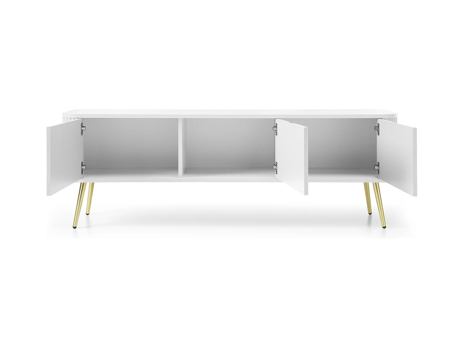 Meuble TV : Blanc, pieds or, 168 x 57 x 39 cm