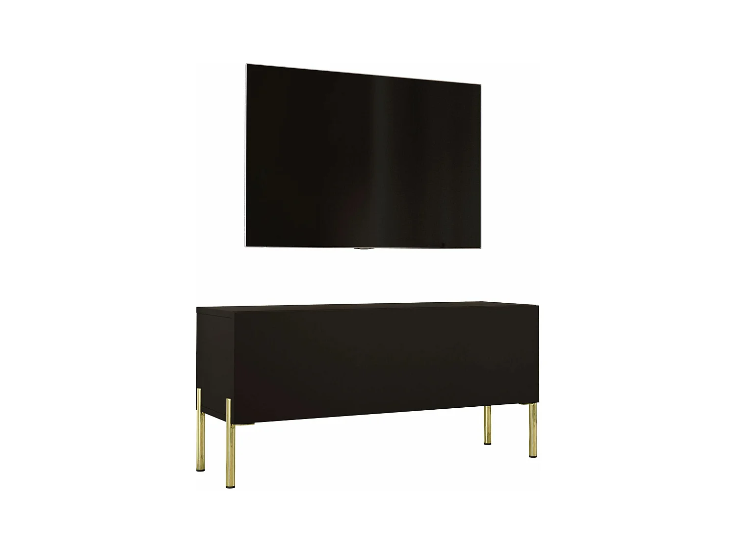 Meuble TV : Noir Mat, pieds dorées, 100 x 52 x 32 cm