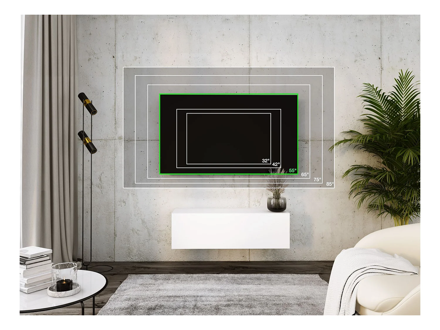 Zawieszana szafka pod telewizor, 100 x 34 x 32 cm, biały mat