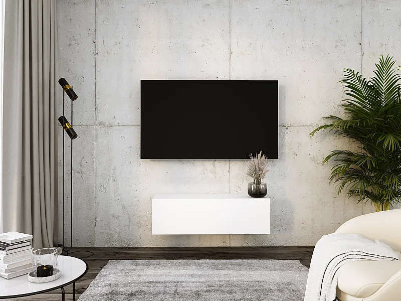 Mobile TV sospeso, 100 x 34 x 32 cm, Bianco Opaco