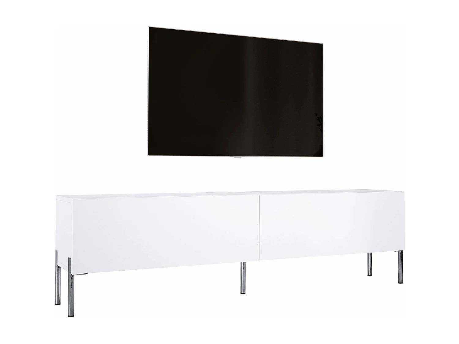 TV-Schrank: Mattweiß, Chrombeine, 170 x 52 x 32 cm