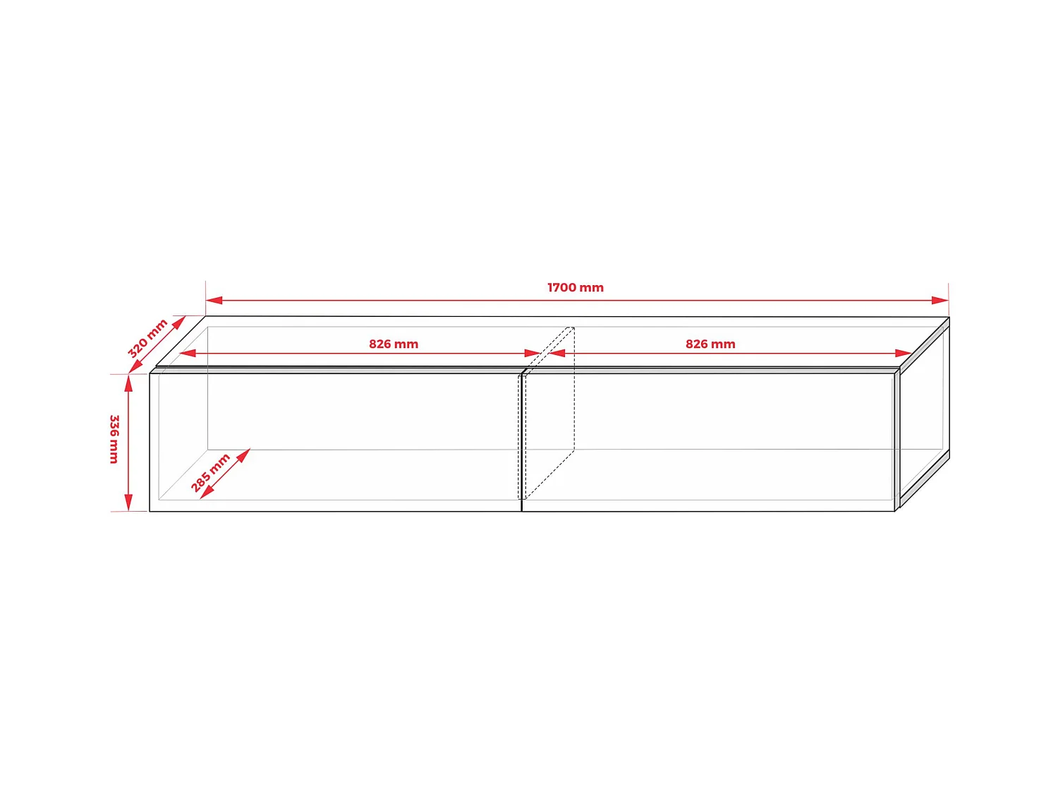Mobile TV: Rosso Mattone, 170 x 34 x 32 cm